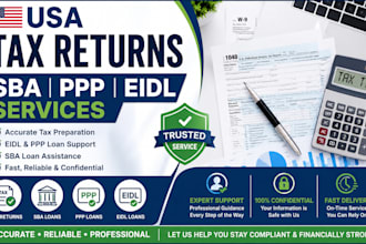 prepare USA tax returns, eidl, ppp and sba loan services professionally