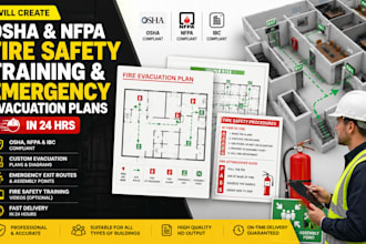 create osha and nfpa fire safety training, emergency evacuation plans in 24 hrs