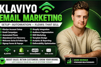 set up shopify klaviyo flows, sms, email marketing campaign klaviyo automation