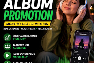 do spotify album promotion, monthly USA album promotion, spotify music tracks