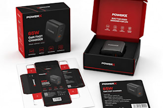design tech gadget packaging, box dieline and dropshipping packaging design