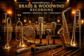 record cinematic brass and woodwind tracks with trumpet trombone sax clarinet
