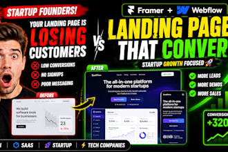 design a high converting saas startup landing page in framer or webflow