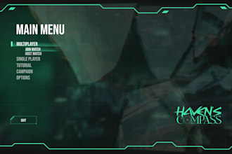 design game UI UX, menus, hud,animation for unity game integration,unreal engine