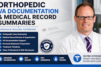 prepare medical record reviews orthopedic VA documentation summaries