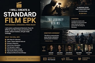design a professional film epk electronic press kit for festivals film actors