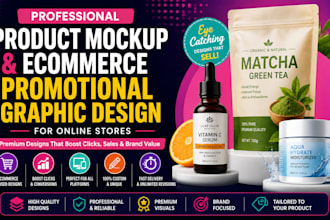 professional product mockup and ecommerce promotional graphic design