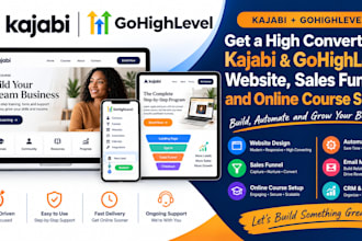 design a kajabi website, sales page and online course
