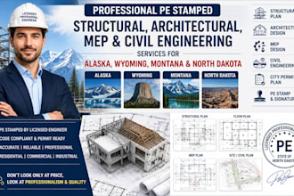 do license pe stamped structural, mep, civil architectural and city permit plans