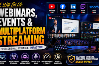 set up professional webinar, event and multiplatform live streaming systems