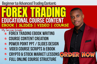 create forex trading educational content ebook course slides video online course