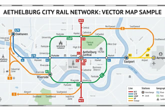 design professional train, subway and railway vector maps