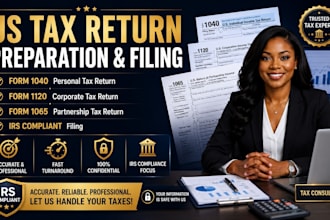 prepare and file USA tax returns 1040, 1120, and 1065