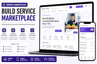build service marketplace website with booking vendor dashboard and payments