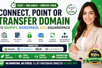 point,transfer or connect domain to shopify squarespace wordpress, fix dns issue