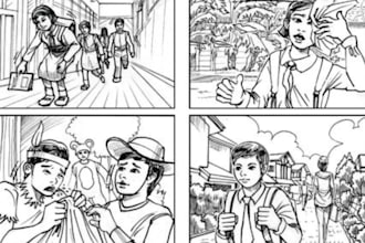 create storyboard animation film storybooks cinematic storyboard comic art draw