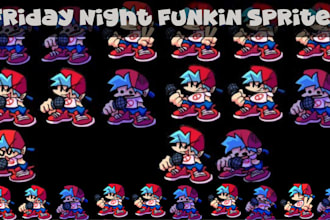 l draw and animate custom friday night funkin fnf mod sprites, character sprite