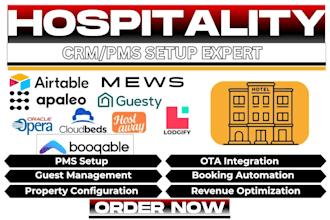 setup airtable crm cloudbeds mews apaleo guesty hostaway booqable lodgify oracle