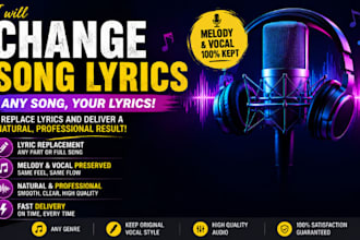 change song lyrics, keep original voice and melody, replace lyric, recreate song