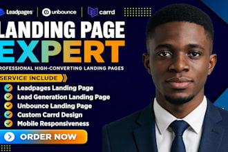 design lead generation landing page on leadpages, unbounce carrd landing page