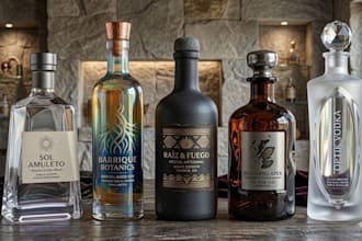 design bottle label for gin,whiskey,wine,vodka,beer and bottle packaging design