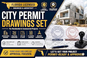 city permit drawings set as florida licensed engineer, licensed architect in fl