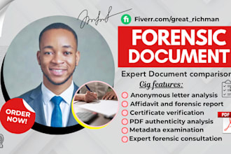 do forensic document metadata analysis, forged or real handwriting and signature