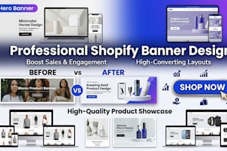 design shopify banner design, web slider, ebay store, amazon hero image