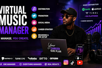 be virtual music manager for artist promotion, distribution and career growth