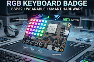 build rgb keyboard badge, esp32 wearable and smart embedded hardware