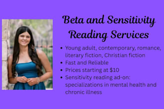 beta read or sensitivity read novel and short story manuscripts