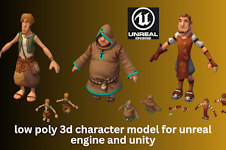 create low poly 3d character model for unreal engine and unity