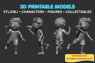 create 3d printable stl or obj character model and figurines