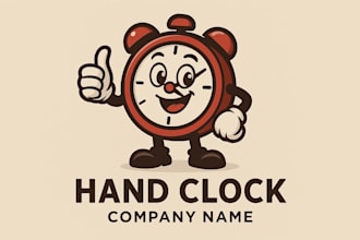 design outstanding hand clock mascot logo with express deliver