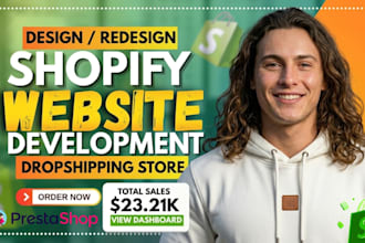 build shopify website, shopify store design, setup prestashop or tiktokshop ads