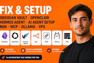 fix setup obsidian vault openclaw hermes agent ai agent setup n8n mcp ollama vps