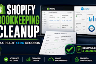 clean up shopify bookkeeping and organize tax ready xero records for businesses