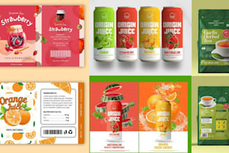design stand out bottle, juice, beer cans label tea beverage label packaging