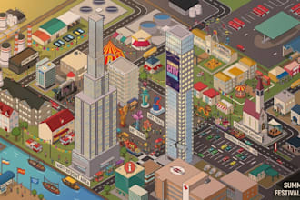 draw custom vector city map illustration for neighborhood and travel guide