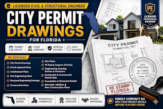 do city permit drawings as licensed civil and structural engineer in florida