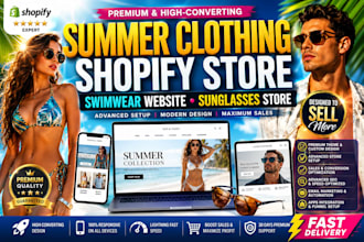 design summer clothing shopify store sunglasses shopify store swim wears website