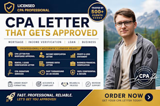 prepare US CPA, financial letter, sign CPA letter, income verification, comfort