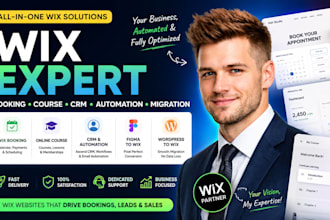 design wix booking website, wix online course, wix crm automation, figma to wix