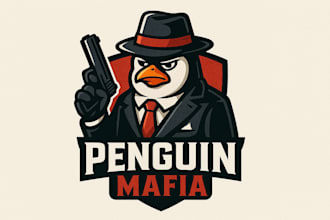 design penguin mafia mascot logo with free revisions and vector file