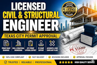 licensed civil and structural engineer in texas for city permit approval