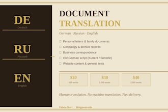 translate german and russian documents, especially genealogy