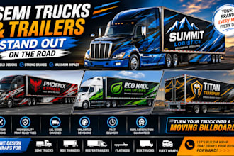 create professional semi truck and trailer wrap designs