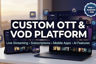 develop a custom ott, vod, video streaming platform and mobile app