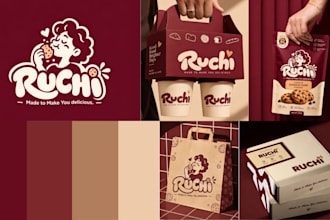 design a complete restaurant branding kit and food packaging identity