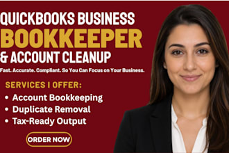 do quickbooks business bookkeeper, account cleanup, and monthly reconciliation